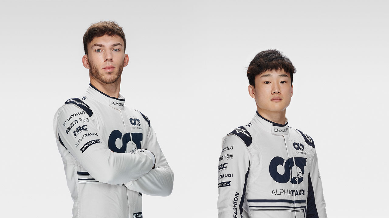 The drivers of the new AT03: Pierre Gasly and Yuki Tsunoda (from left)